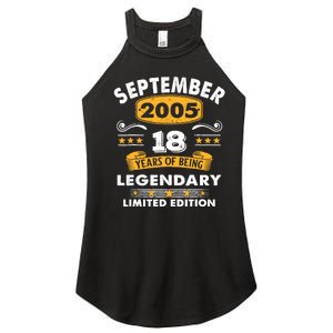 18 Years Old Legend Since September 2005 18th Birthday Gifts Women's Perfect Tri Rocker Tank