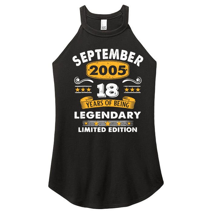 18 Years Old Legend Since September 2005 18th Birthday Gifts Women's Perfect Tri Rocker Tank