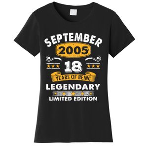 18 Years Old Legend Since September 2005 18th Birthday Gifts Women's T-Shirt