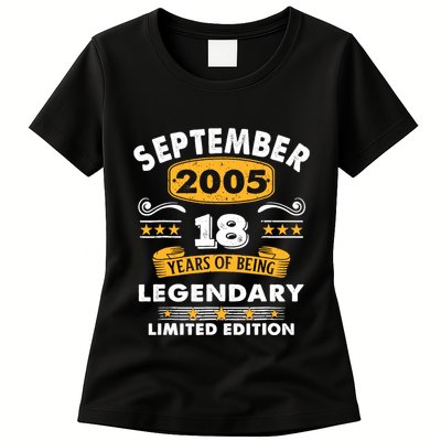 18 Years Old Legend Since September 2005 18th Birthday Gifts Womens T-Shirt