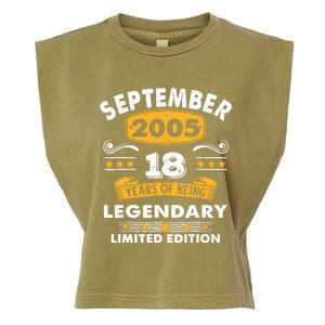 18 Years Old Legend Since September 2005 18th Birthday Gifts Garment-Dyed Women's Muscle Tee