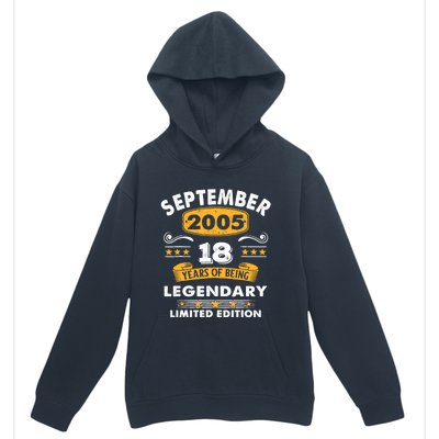 18 Years Old Legend Since September 2005 18th Birthday Gifts Urban Pullover Hoodie