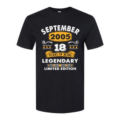 18 Years Old Legend Since September 2005 18th Birthday Gifts Softstyle CVC T-Shirt