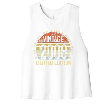 16 Year Old Gifts Vintage 2008 Limited Edition 16th Birthday Women's Racerback Cropped Tank