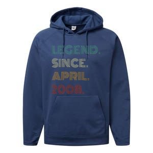 16 Years Old Legend Since April 2008 16th Birthday Performance Fleece Hoodie