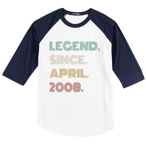 16 Years Old Legend Since April 2008 16th Birthday Baseball Sleeve Shirt