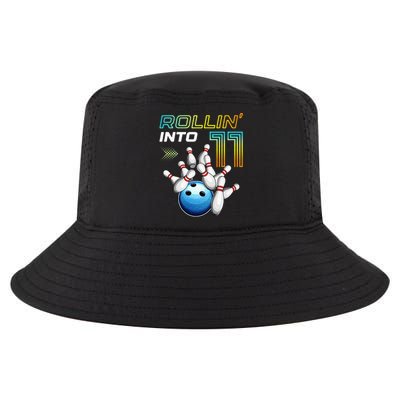 11 Year Old Bowling Retro Vintage 11th Birthday Cool Comfort Performance Bucket Hat