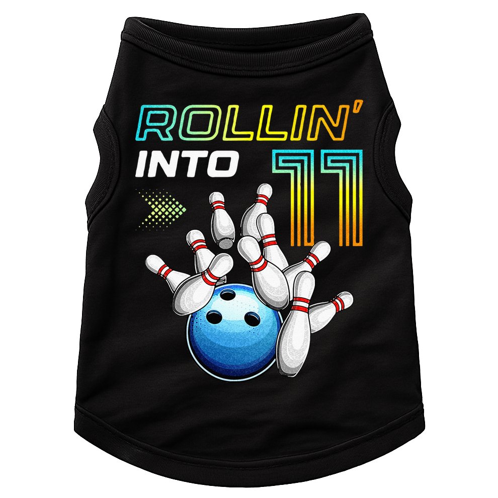 11 Year Old Bowling Retro Vintage 11th Birthday Doggie Tank