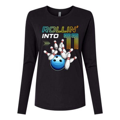 11 Year Old Bowling Retro Vintage 11th Birthday Womens Cotton Relaxed Long Sleeve T-Shirt