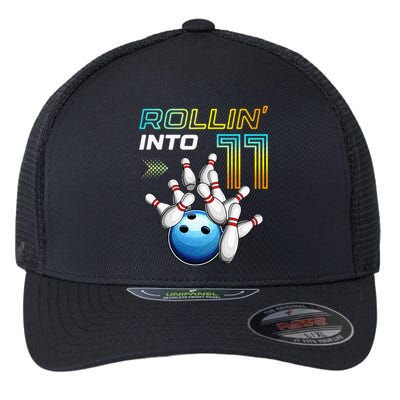 11 Year Old Bowling Retro Vintage 11th Birthday Flexfit Unipanel Trucker Cap