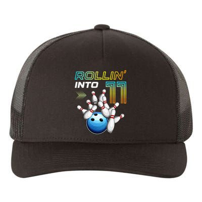 11 Year Old Bowling Retro Vintage 11th Birthday Yupoong Adult 5-Panel Trucker Hat