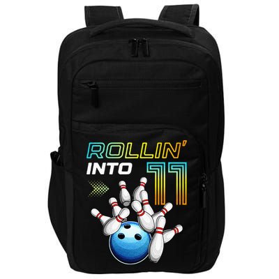 11 Year Old Bowling Retro Vintage 11th Birthday Impact Tech Backpack