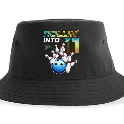 11 Year Old Bowling Retro Vintage 11th Birthday Sustainable Bucket Hat