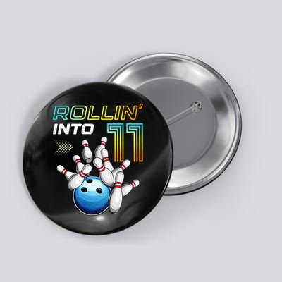 11 Year Old Bowling Retro Vintage 11th Birthday Button