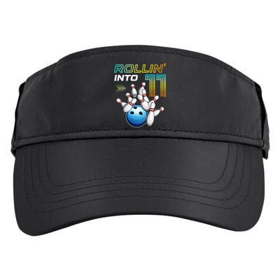 11 Year Old Bowling Retro Vintage 11th Birthday Adult Drive Performance Visor