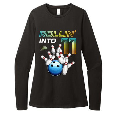 11 Year Old Bowling Retro Vintage 11th Birthday Womens CVC Long Sleeve Shirt