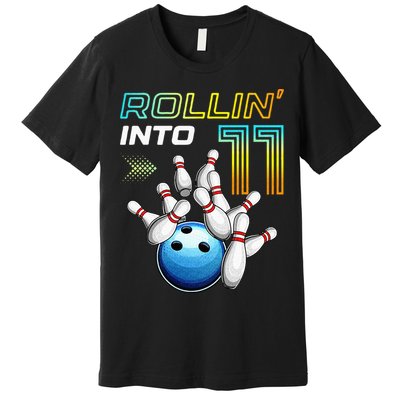 11 Year Old Bowling Retro Vintage 11th Birthday Premium T-Shirt