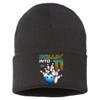 11 Year Old Bowling Retro Vintage 11th Birthday Sustainable Knit Beanie