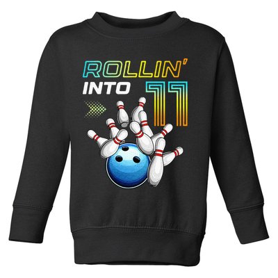 11 Year Old Bowling Retro Vintage 11th Birthday Toddler Sweatshirt