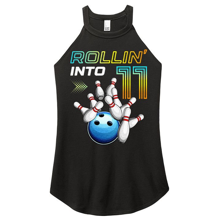 11 Year Old Bowling Retro Vintage 11th Birthday Women's Perfect Tri Rocker Tank