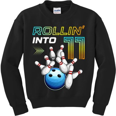 11 Year Old Bowling Retro Vintage 11th Birthday Kids Sweatshirt