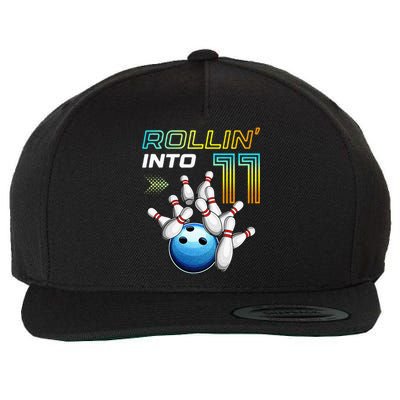 11 Year Old Bowling Retro Vintage 11th Birthday Wool Snapback Cap