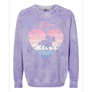 10 Year Old Cute Horse Riding Birthday Colorblast Crewneck Sweatshirt