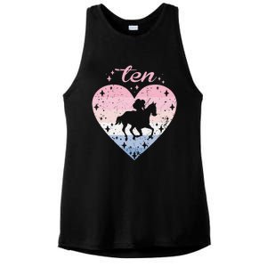 10 Year Old Cute Horse Riding Birthday Ladies PosiCharge Tri-Blend Wicking Tank