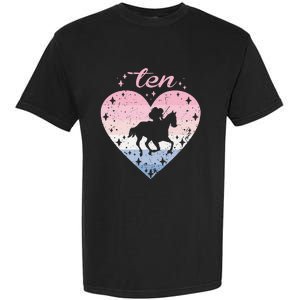 10 Year Old Cute Horse Riding Birthday Garment-Dyed Heavyweight T-Shirt