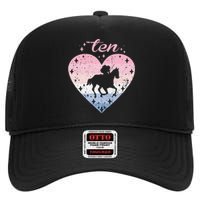 10 Year Old Cute Horse Riding Birthday High Crown Mesh Back Trucker Hat