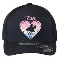 10 Year Old Cute Horse Riding Birthday Flexfit Unipanel Trucker Cap