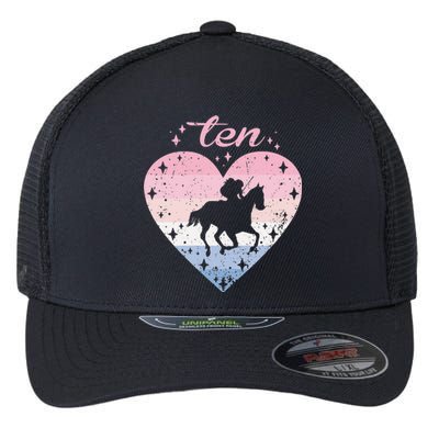 10 Year Old Cute Horse Riding Birthday Flexfit Unipanel Trucker Cap