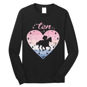 10 Year Old Cute Horse Riding Birthday Long Sleeve Shirt