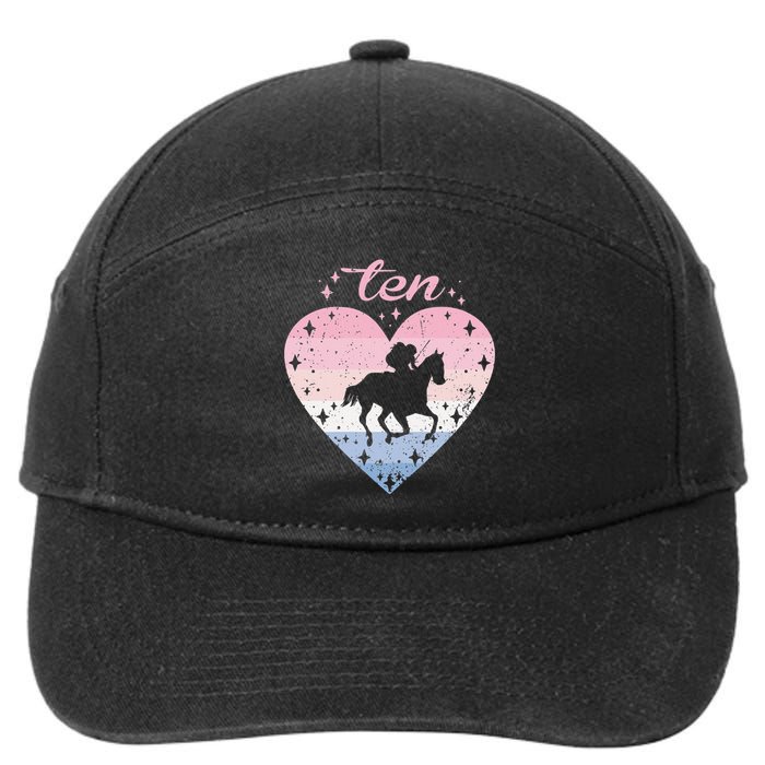 10 Year Old Cute Horse Riding Birthday 7-Panel Snapback Hat