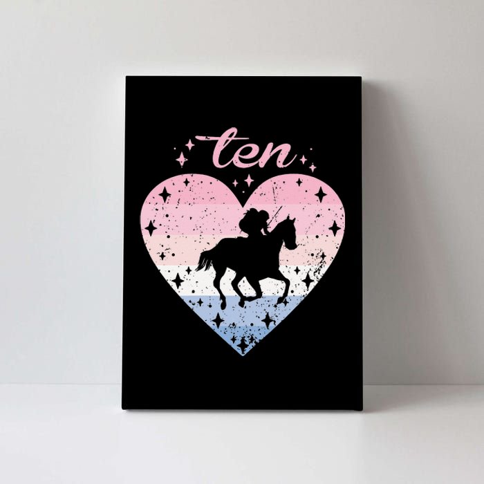 10 Year Old Cute Horse Riding Birthday Canvas