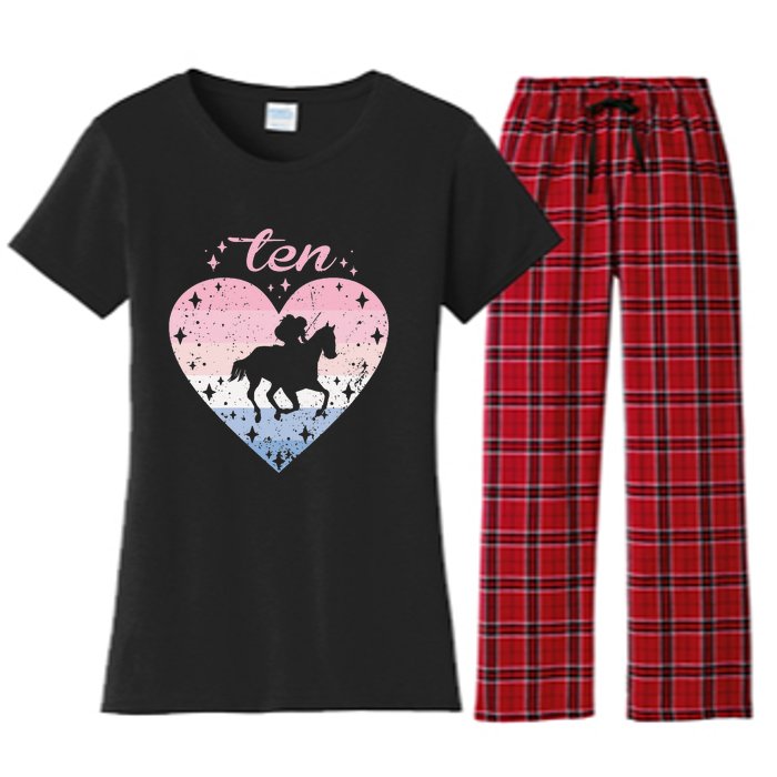 10 Year Old Cute Horse Riding Birthday Women's Flannel Pajama Set