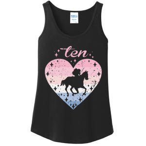 10 Year Old Cute Horse Riding Birthday Ladies Essential Tank