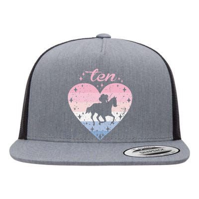 10 Year Old Cute Horse Riding Birthday Flat Bill Trucker Hat