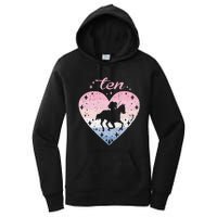 10 Year Old Cute Horse Riding Birthday Women's Pullover Hoodie