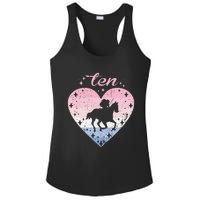 10 Year Old Cute Horse Riding Birthday Ladies PosiCharge Competitor Racerback Tank