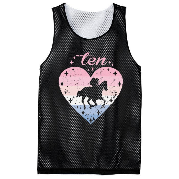 10 Year Old Cute Horse Riding Birthday Mesh Reversible Basketball Jersey Tank