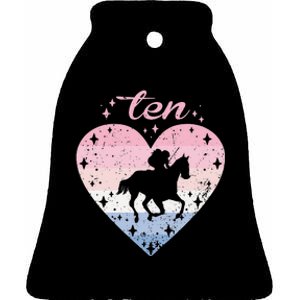 10 Year Old Cute Horse Riding Birthday Ceramic Bell Ornament