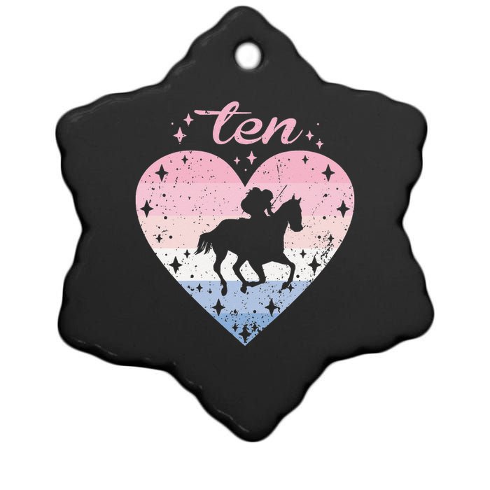 10 Year Old Cute Horse Riding Birthday Ceramic Star Ornament