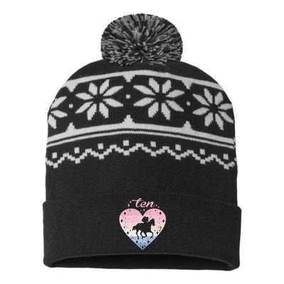 10 Year Old Cute Horse Riding Birthday USA-Made Snowflake Beanie