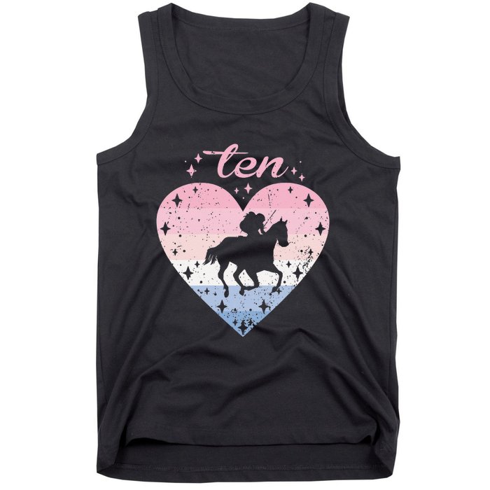 10 Year Old Cute Horse Riding Birthday Tank Top