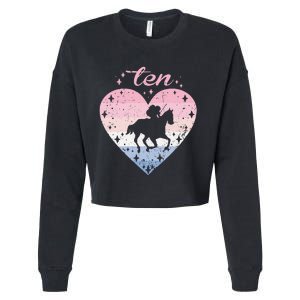 10 Year Old Cute Horse Riding Birthday Cropped Pullover Crew