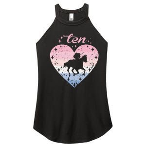 10 Year Old Cute Horse Riding Birthday Women's Perfect Tri Rocker Tank