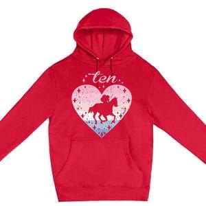 10 Year Old Cute Horse Riding Birthday Premium Pullover Hoodie