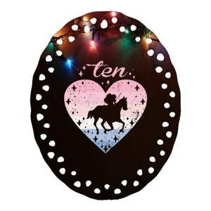 10 Year Old Cute Horse Riding Birthday Ceramic Oval Ornament