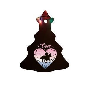 10 Year Old Cute Horse Riding Birthday Ceramic Tree Ornament